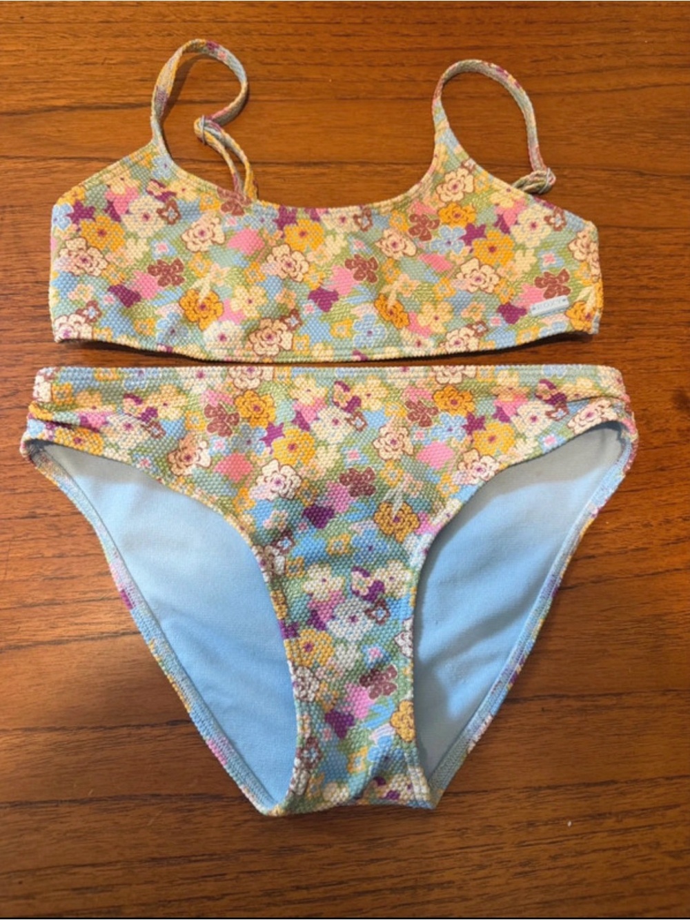 Roxy Girl Floral Textured Bikini Set Pastel Multi Size 10